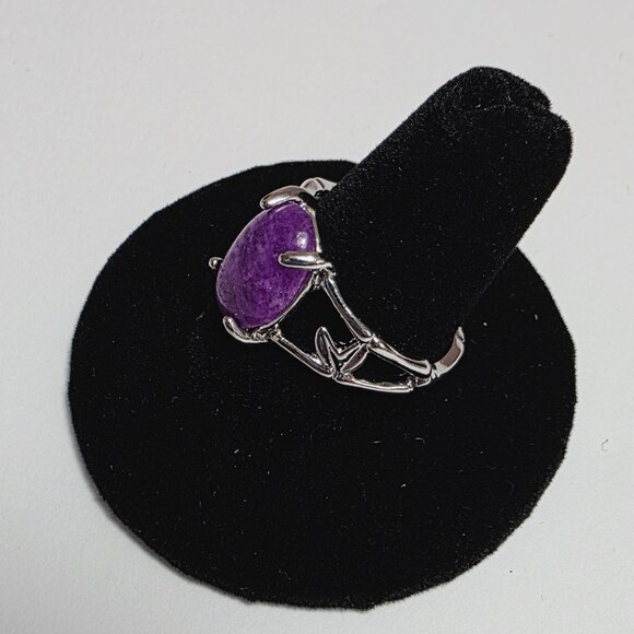 Purple Stone Statement Ring Silver Tone | EU 19 (US 9) - Picture 3 of 6
